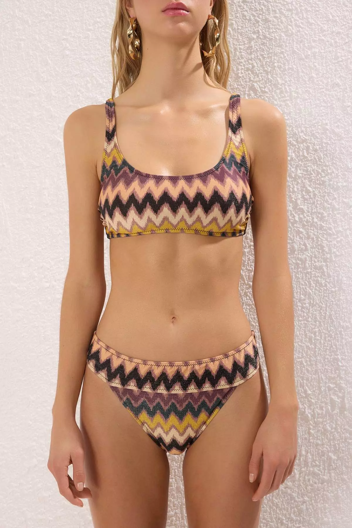 Ethnic Patterned Bralette Glitter Regular Bikini Set Tbess25Bt00158