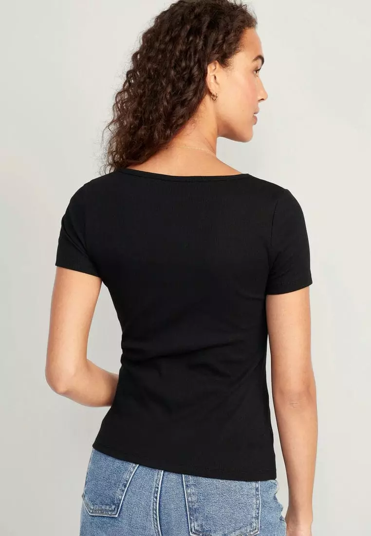 Buy Old Navy Fitted Split-Neck Rib-Knit T-Shirt for Women 2024 Online