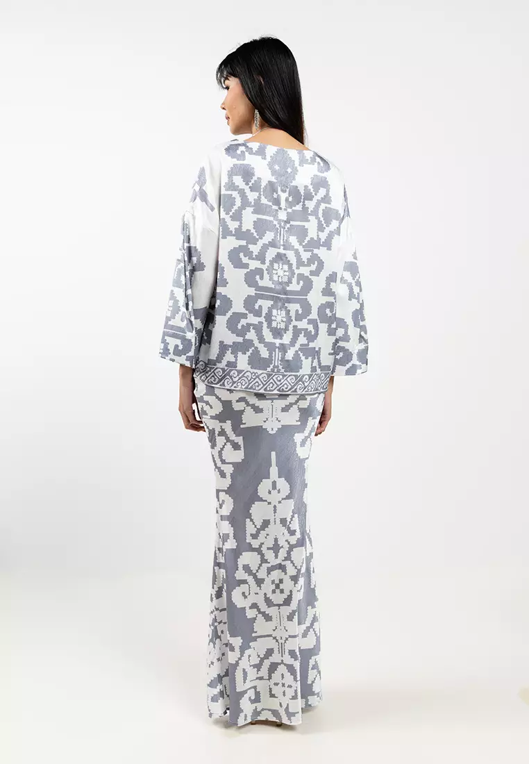 Bulan V Cut Kurung Top & Bias Cut Skirt