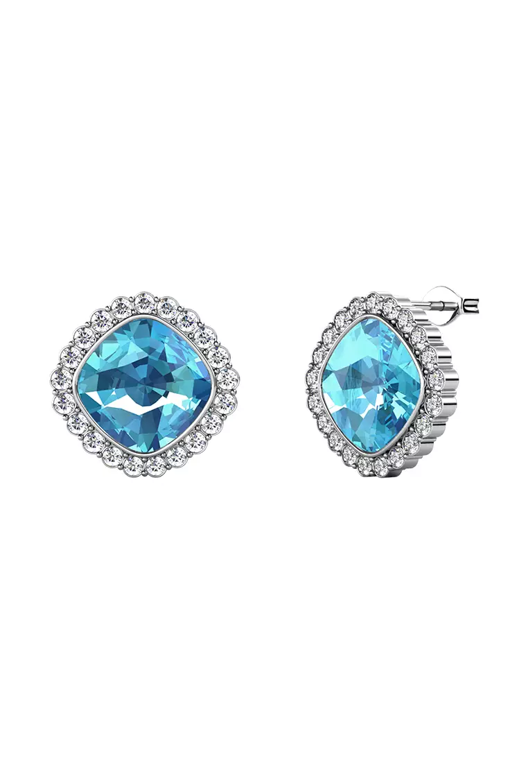 Lydia Diamond WG Aquamarine - Anting Crystal by Her Jewellery