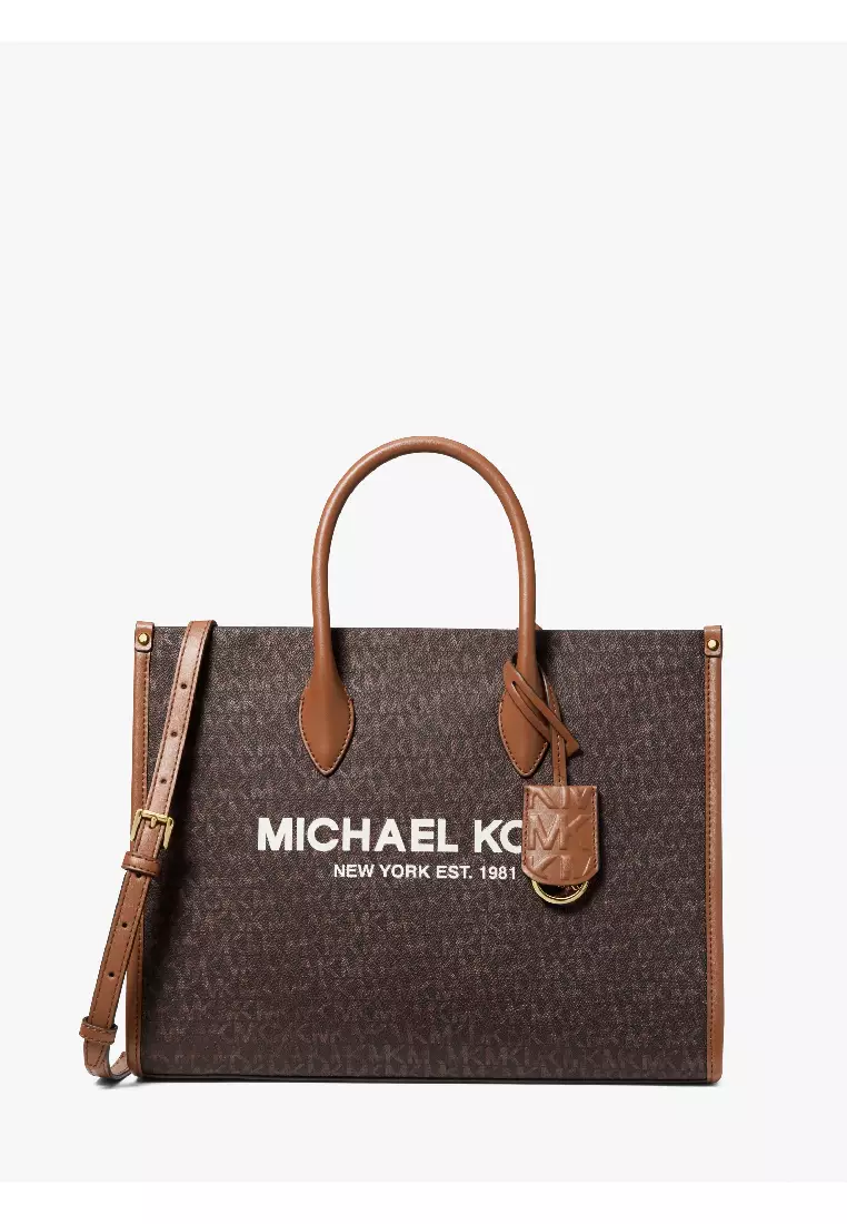 Michael Kors Mirella Medium EW Tote Bag Vanilla MK Signature Satchel  Shoulder