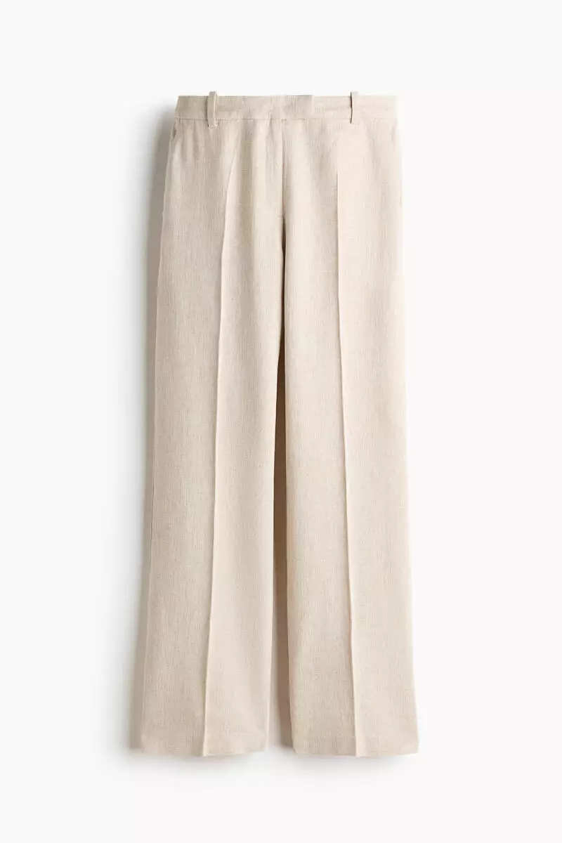 Linen-blend tailored trousers