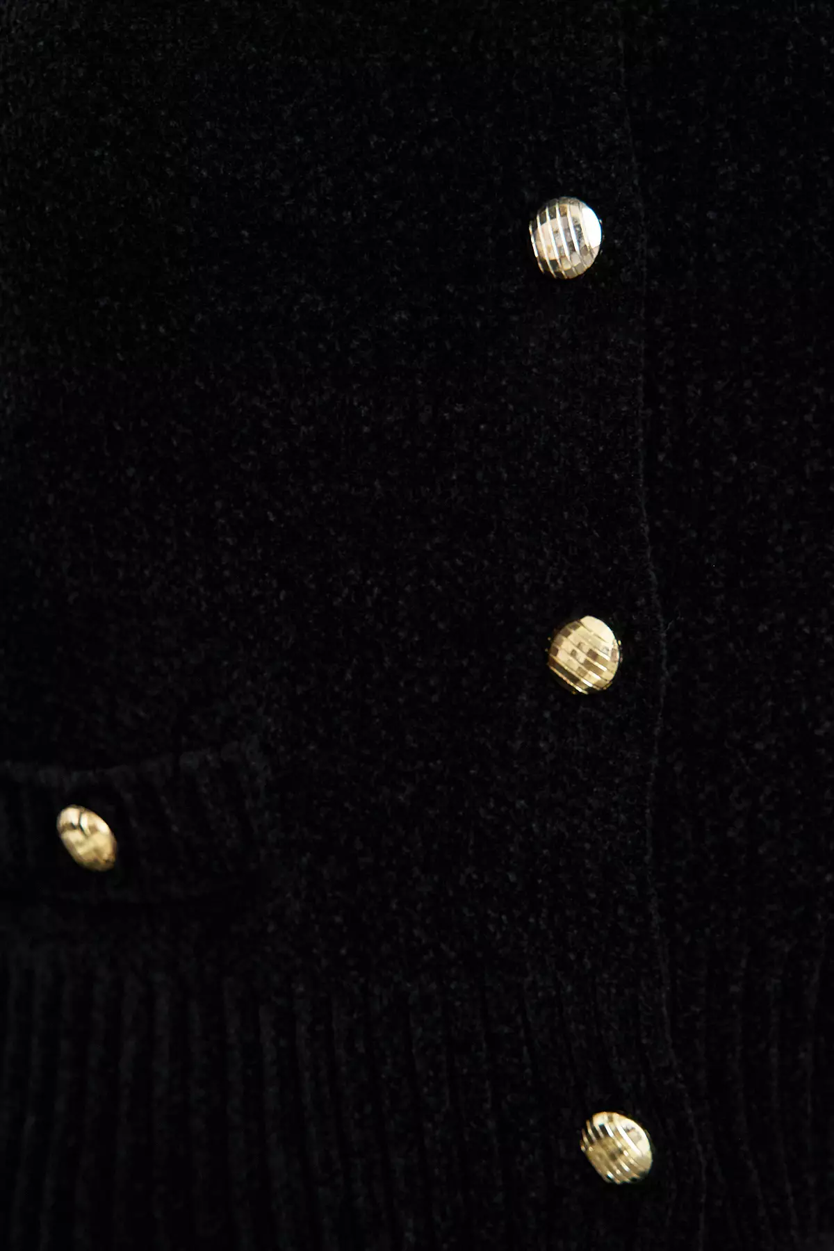 Black Premium Yarn/Special Yarn Pocket Detailed Knitwear Cardigan TWOAW24HI00051