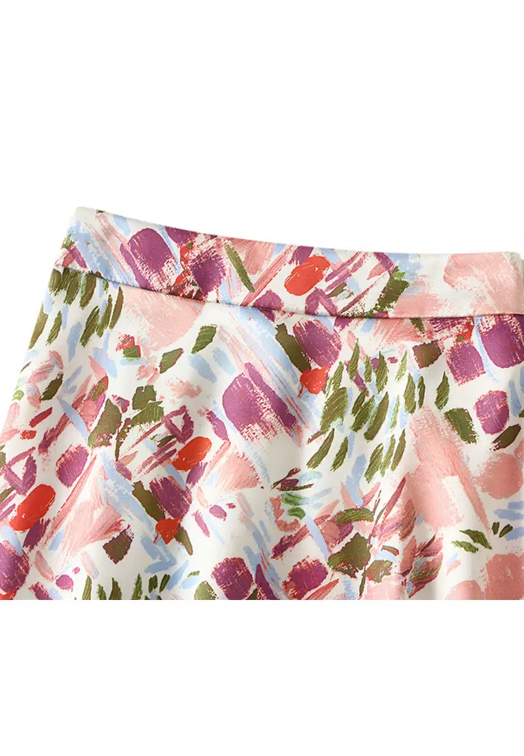 Satin Gorgeous Printed A-Line Skirt AF9901