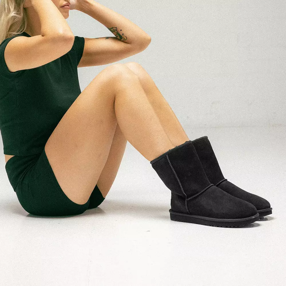Jual UGG Classic Short II Boots Black Original 2025 ZALORA