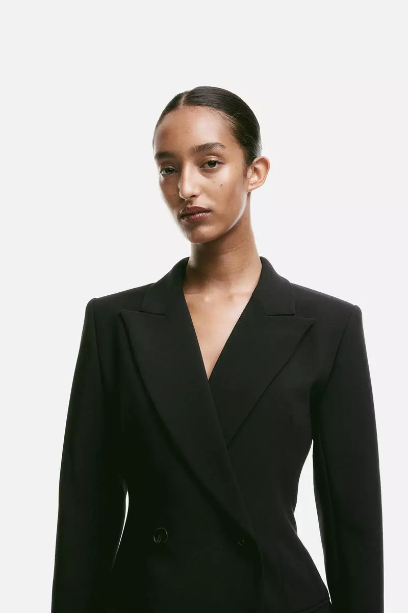 H&m black double breasted blazer clearance