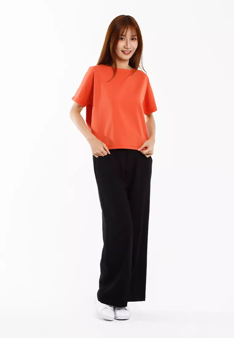 Forest Ladies Cotton Linen Blend Elastic Waisted Wide Leg Pants Women Long Pants - 810547-01Black