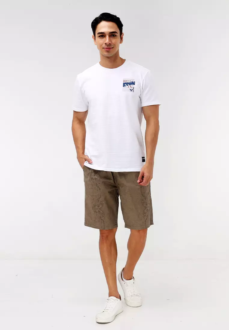 Round Neck Streaky Short Sleeves T-Shirt
