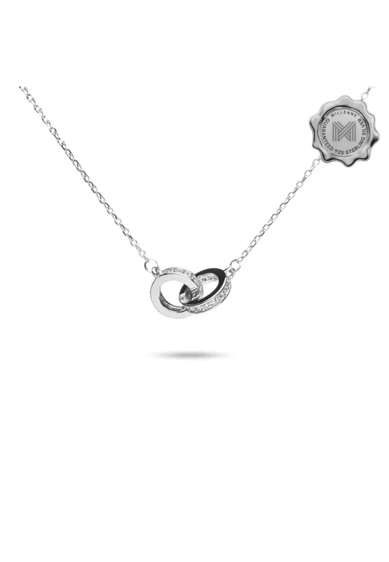 Millennia 2000 Forever Studded Cubic Zirconia White Gold Necklace with 925 Sterling Silver