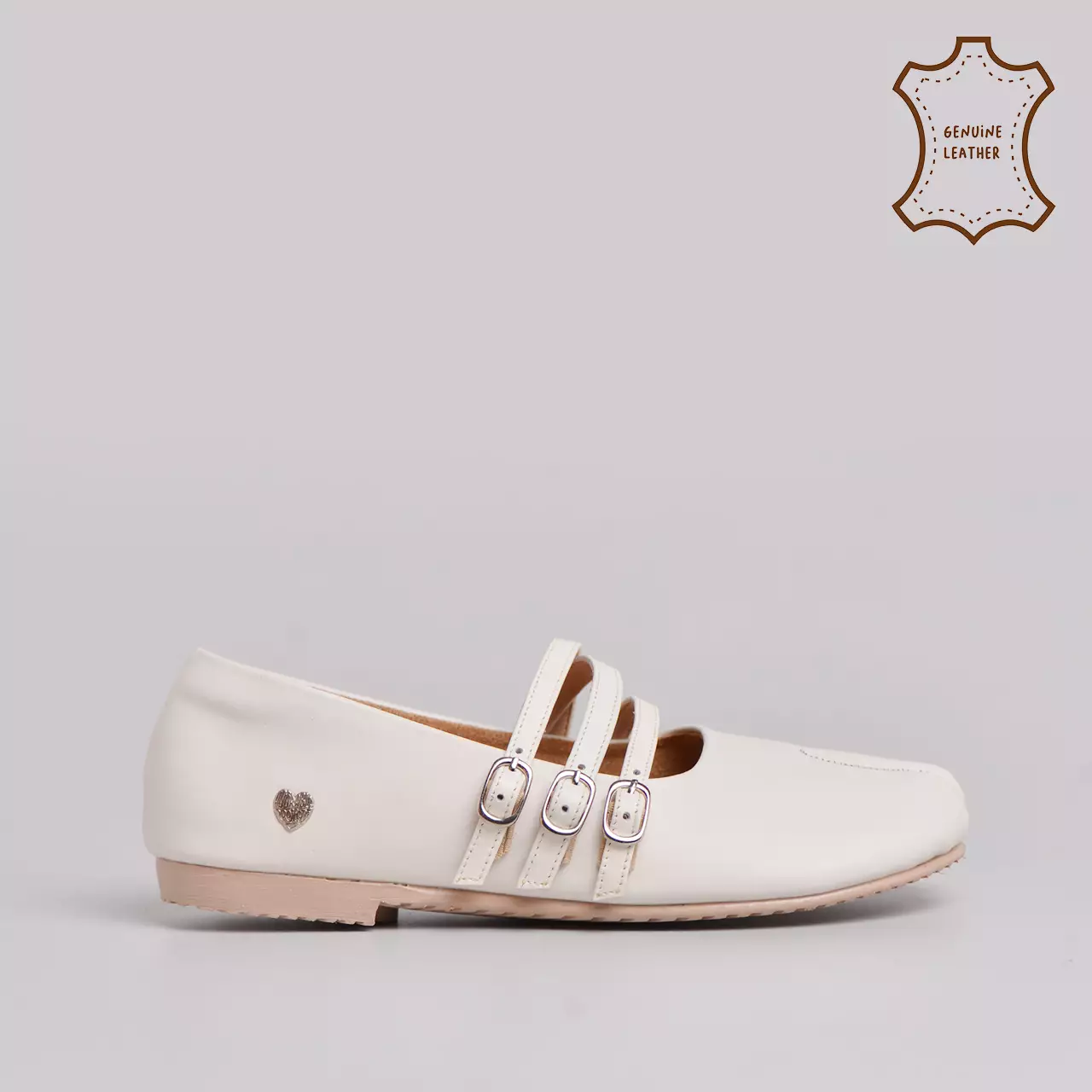 Melanie Flatshoes Genuine Leather Cream