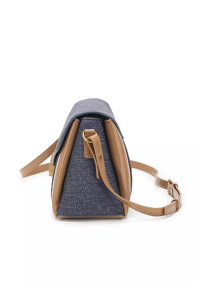 Women's Sling Bag / Crossbody Bag / Shoulder Bag - Blue / Light Brown