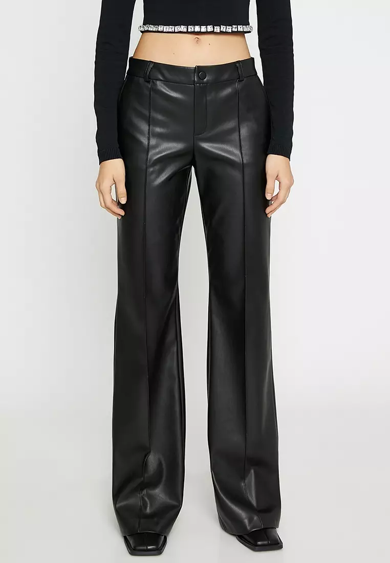Jual KOTON Pleated Faux Leather Pants Original 2025 ZALORA