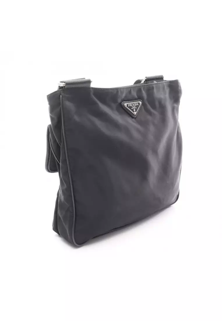 Pre-Loved Prada VIAGGIO Shoulder bag Nylon Saffiano leather black