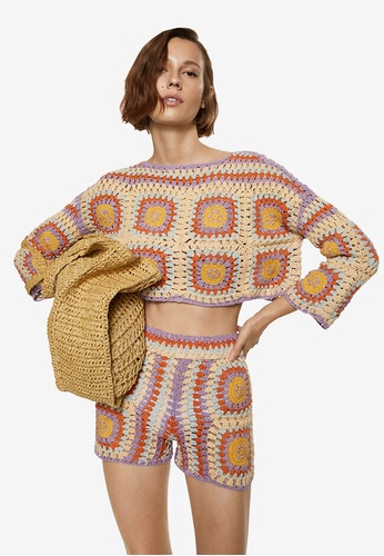 Mango purple Cotton Crochet Sweater 5600BAA18ADD1DGS_1