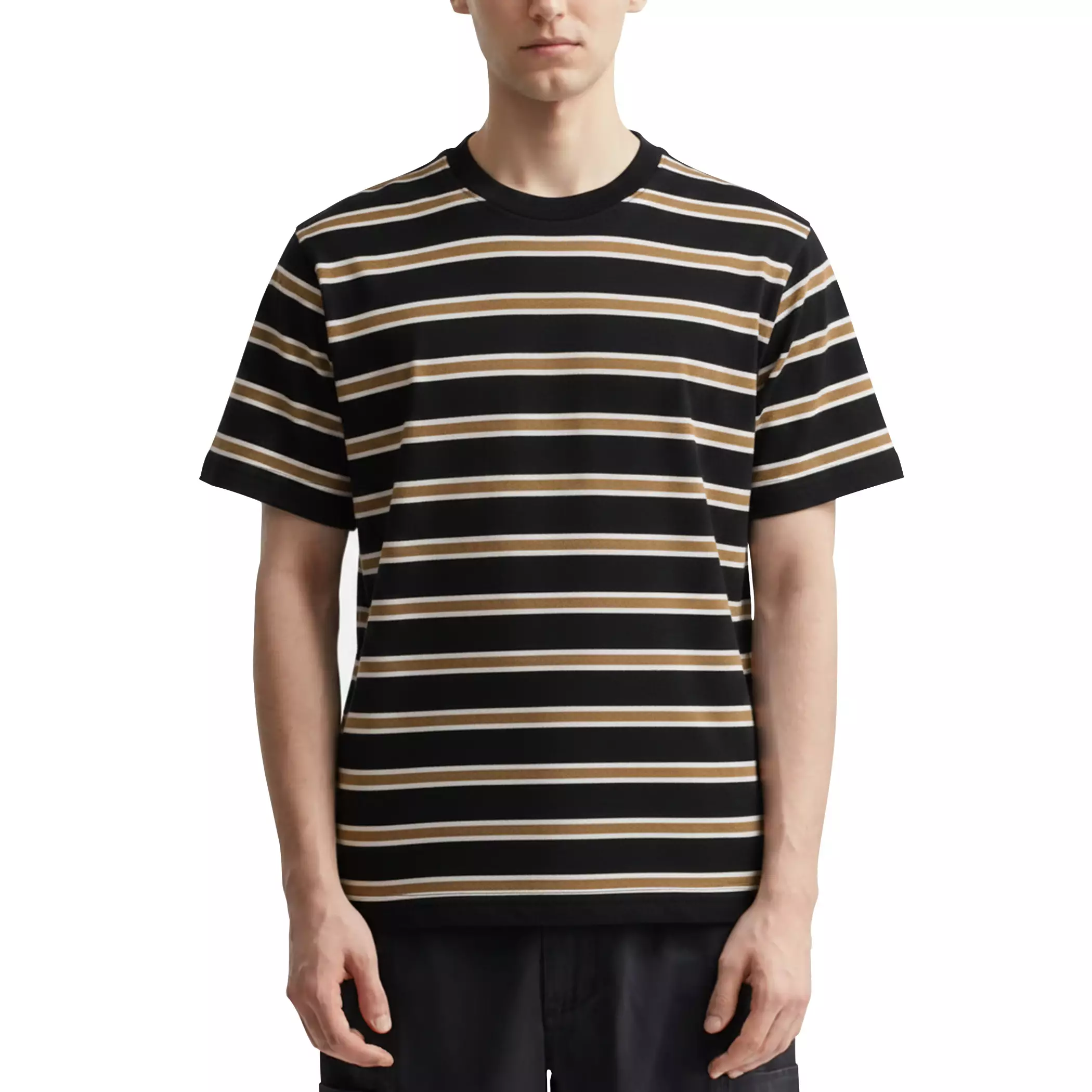 Gloaming Kaos Salur Lengan Pendek T-shirt Stripe Colour Black Cream 24S