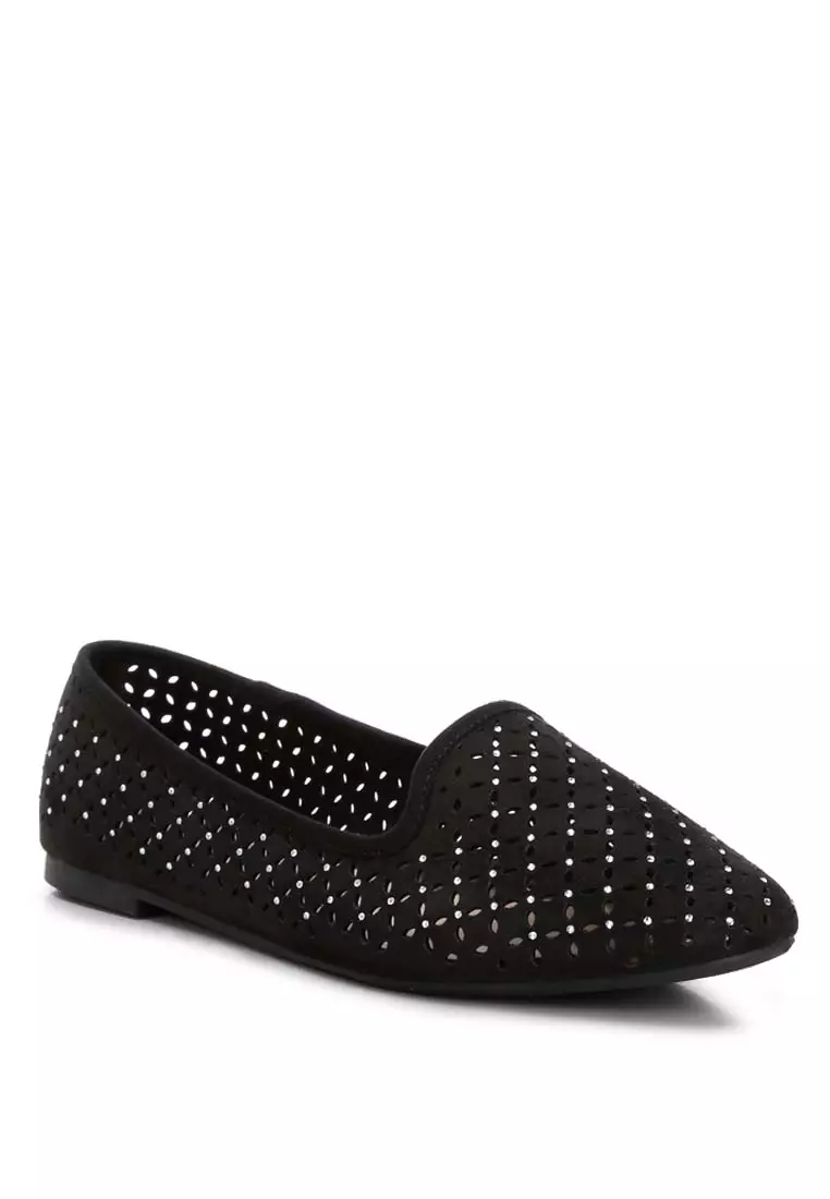 London Rag Black Perforated Ballerinas 2026 | Buy London Rag Online ...