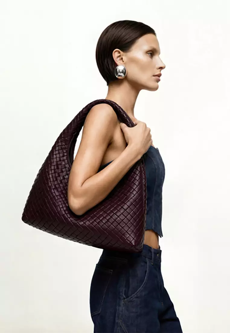 Iaura Woven Shoulder Bag - Deep Burgundy