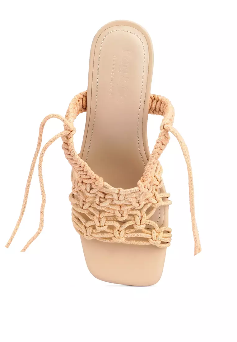 Latte Braided Handcrafted Lace Up Sandal
