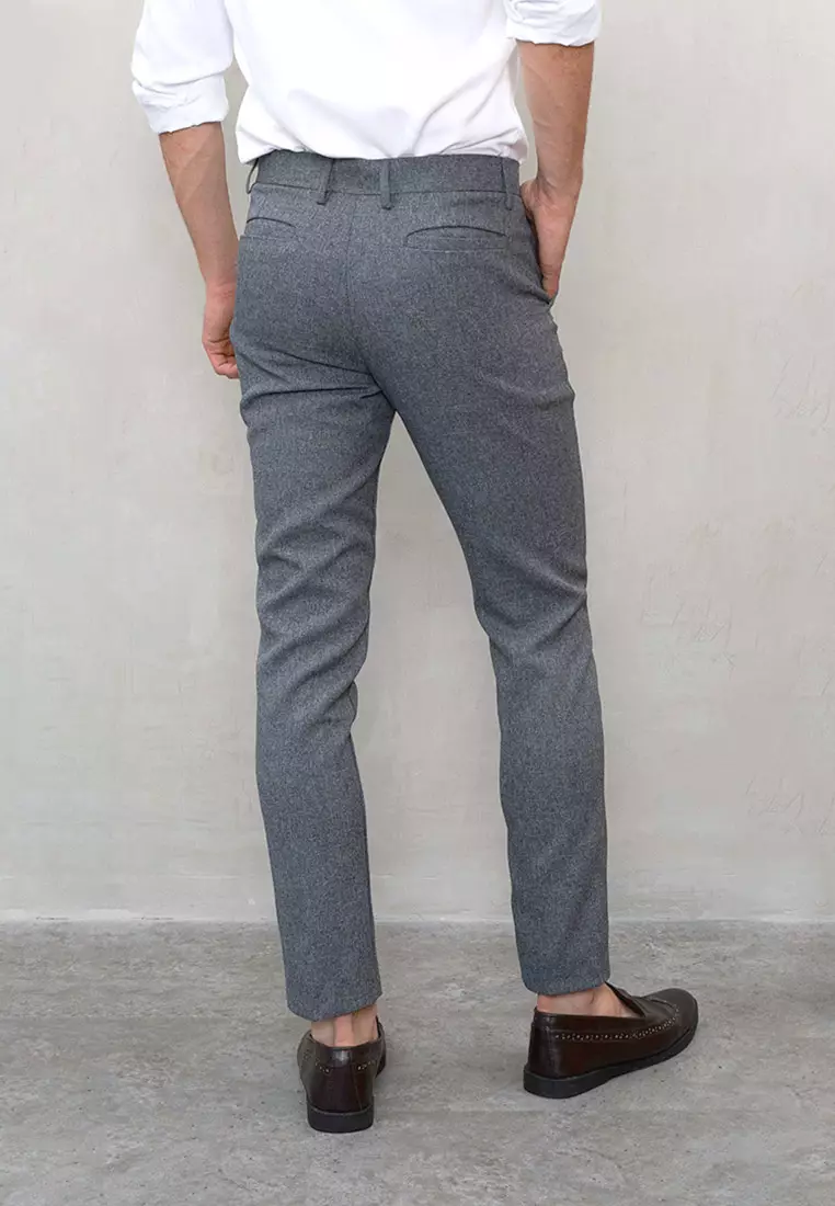 Houseofcuff Celana Bahan Formal kerja kantor polos Slim fit Big Size Medium Grey Trouser
