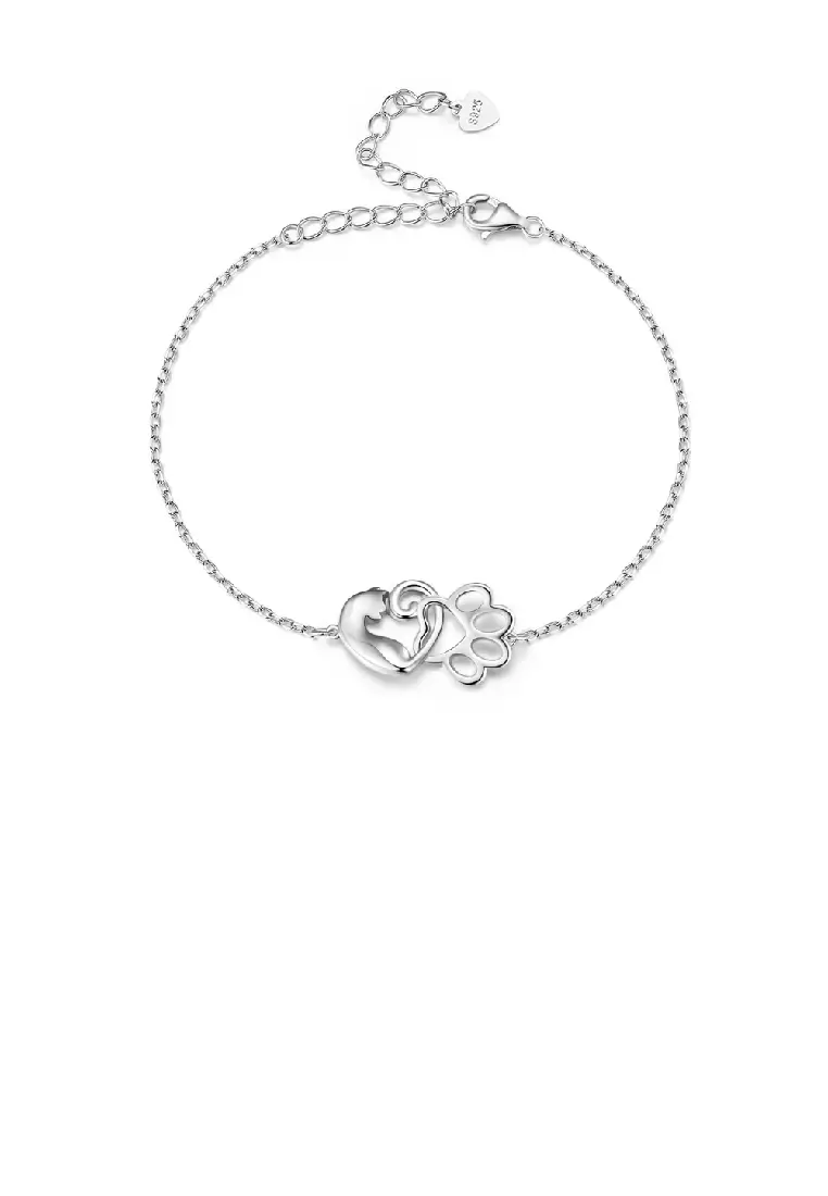 Buy Glamorousky 925 Sterling Silver Simple and Cute Cat Paw