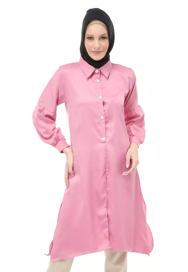 Vania Tunik Polos Muslimah Atasan Wanita Long Sleeve Regular Fit - Dusty