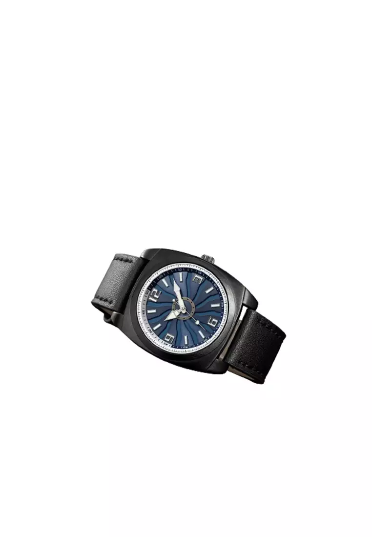 Jam Tangan Pria Analog Quartz Watch Leather Strap Waterproof 30M - 2060 - Black/Blue