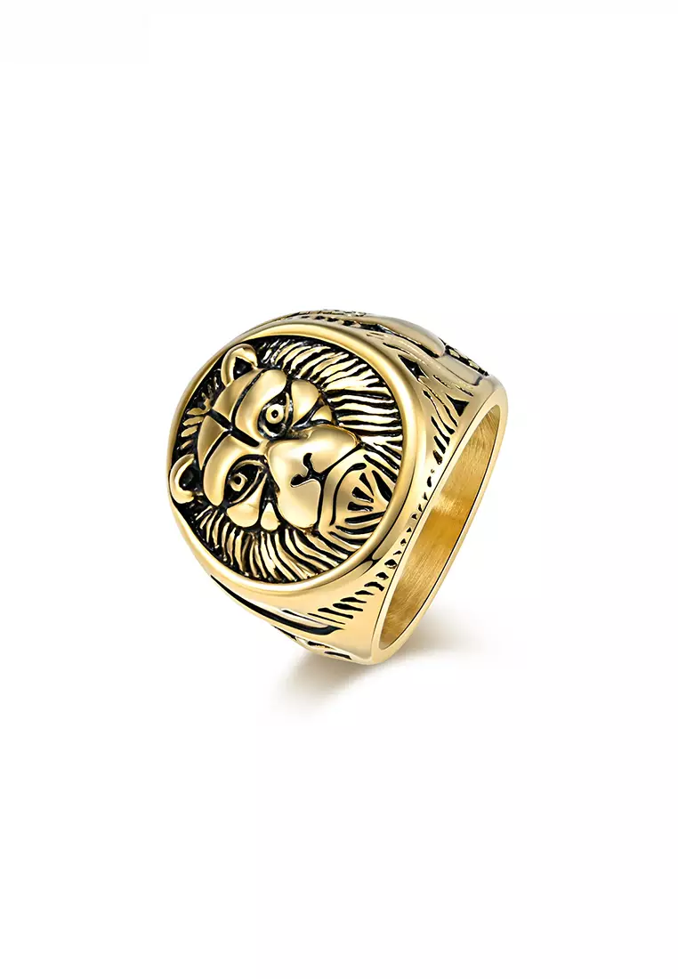Gold ring sale with lion face