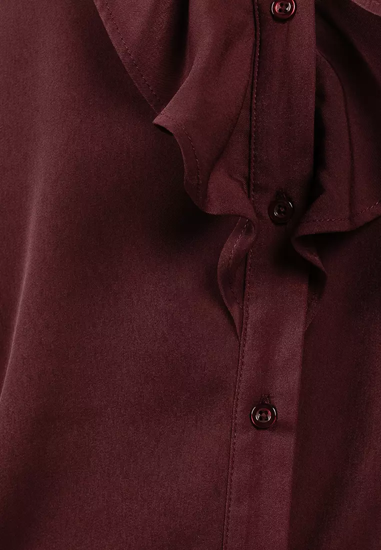 Long Sleeve V-Neck Frill Top