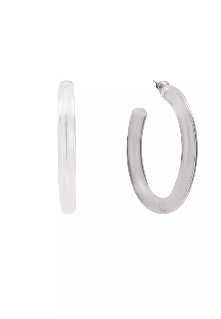 White acrylic on sale hoop earrings