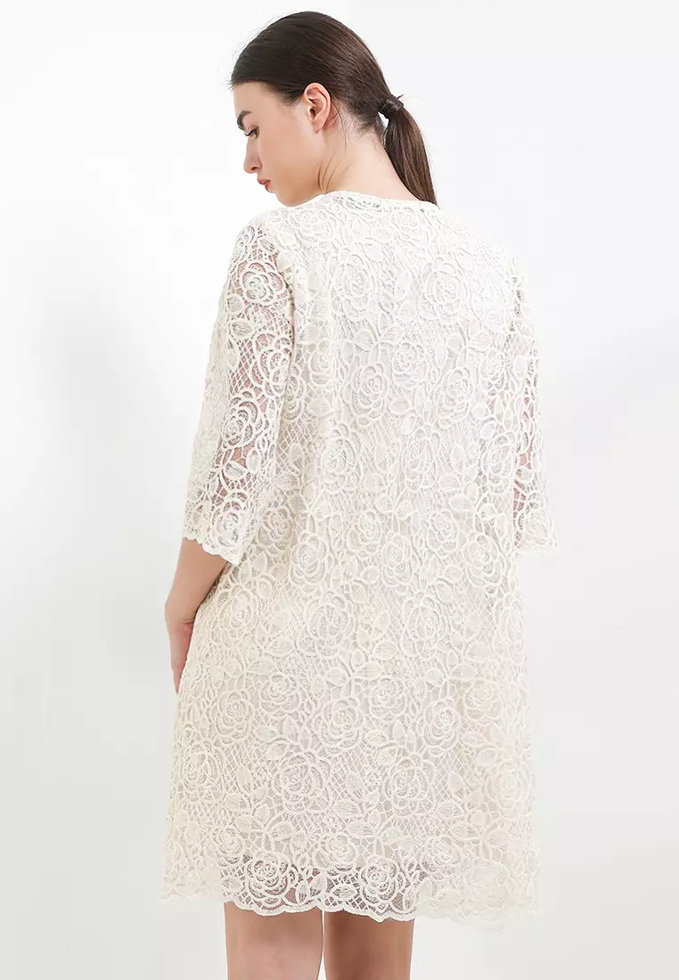 Sequined Lace Outer Dress W/ Cami Dress