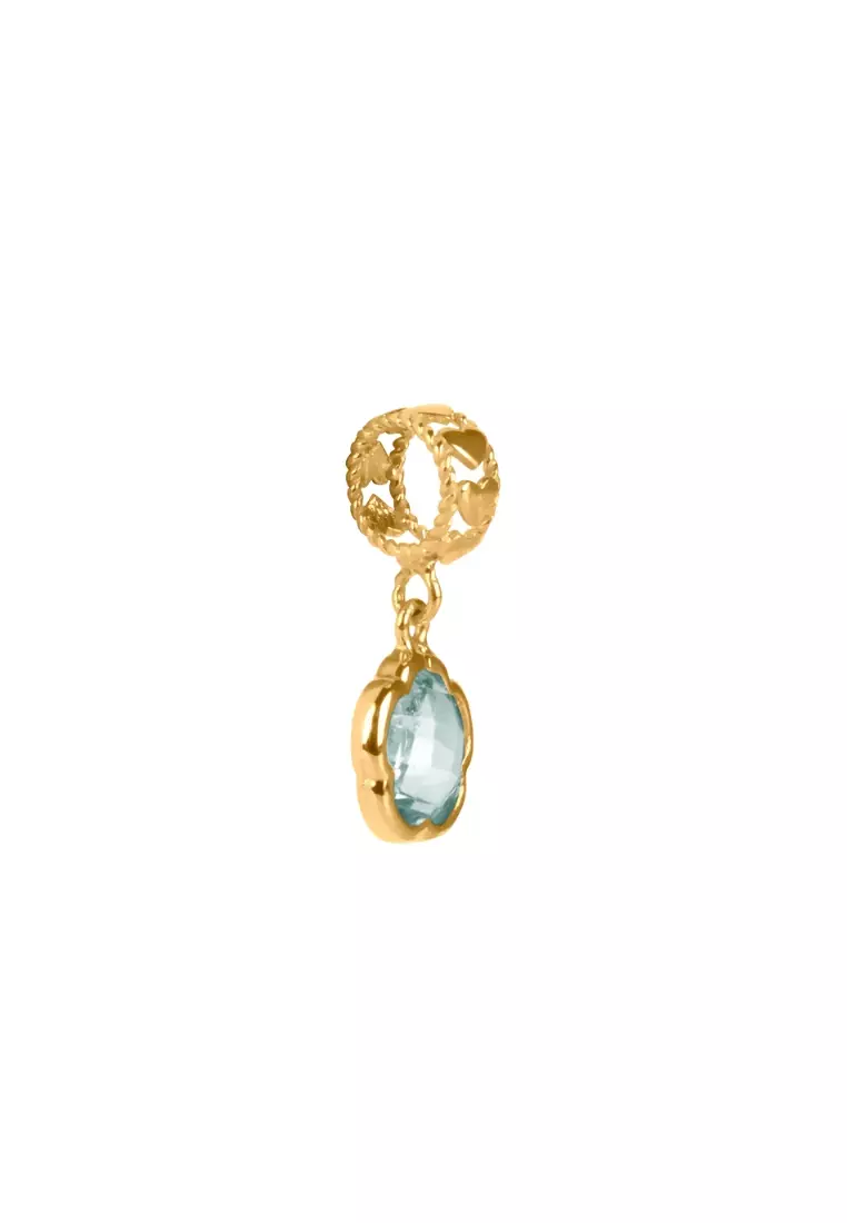 Aquamarine Flower Charm 18k Gold
