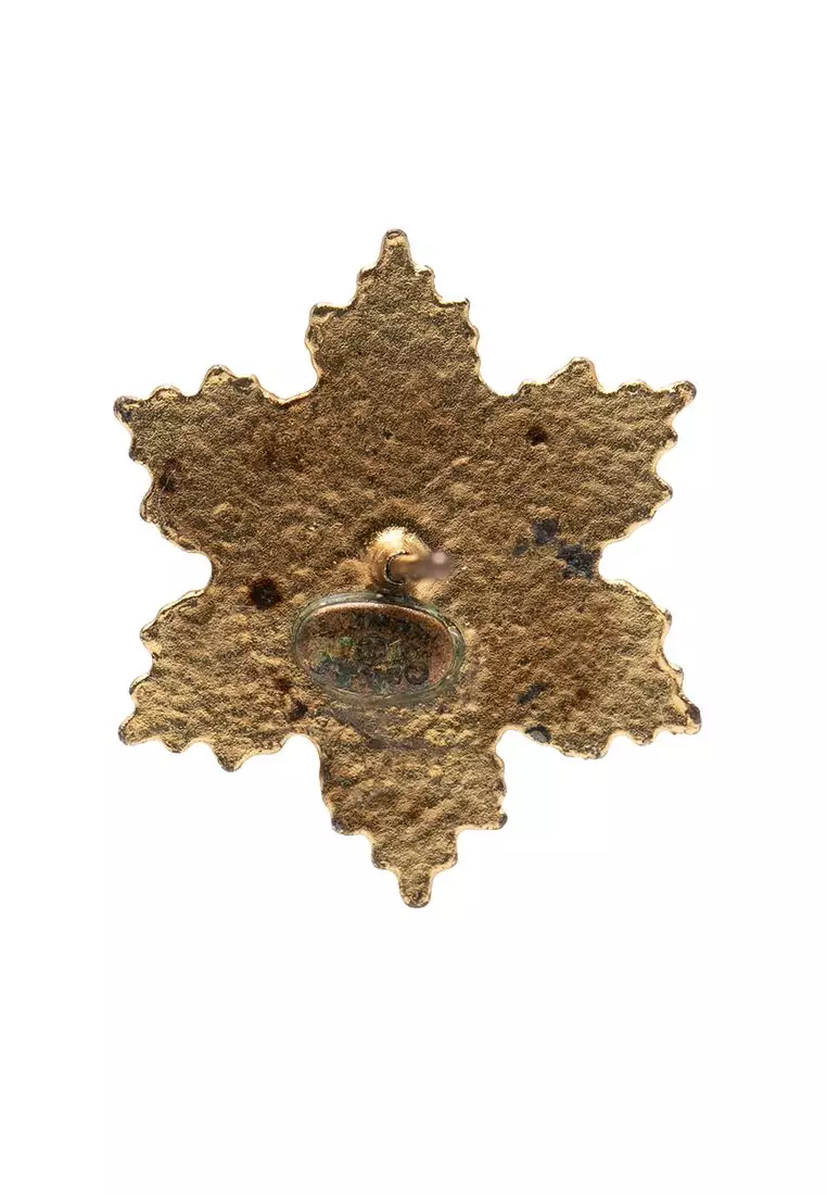 Pre-Loved Chanel Cc Gold Plated Enamel Snowflake Push Back Earrings