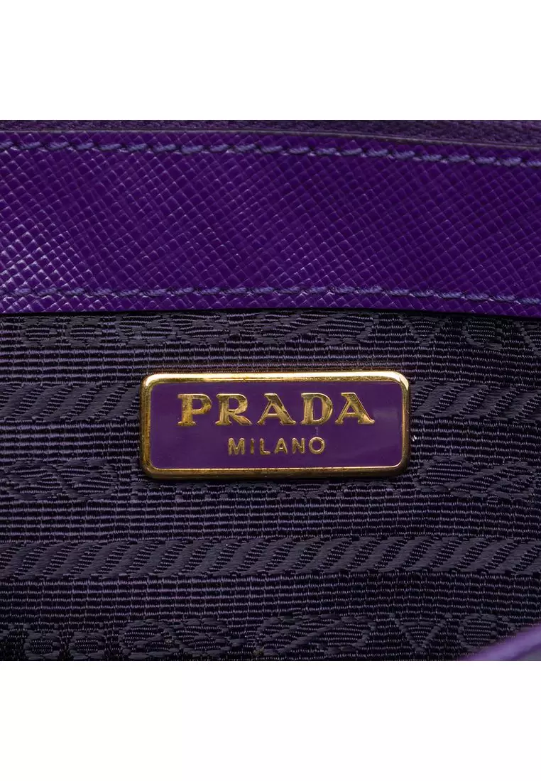 Pre-Loved Prada Saffiano Sound Lock Wallet On Chain