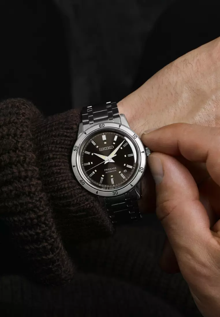 Seiko Presage Style 60s ‘Elegant Yet Rugged’ In Brown Dial Stainless Steel Band Automatic Watch SRPL09J1