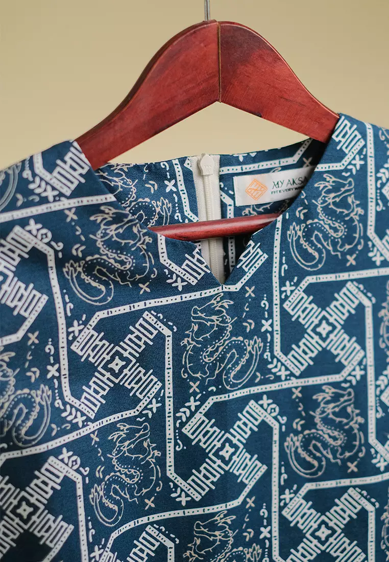 My Aksa Batik Anak Dress Naga Cita Navy