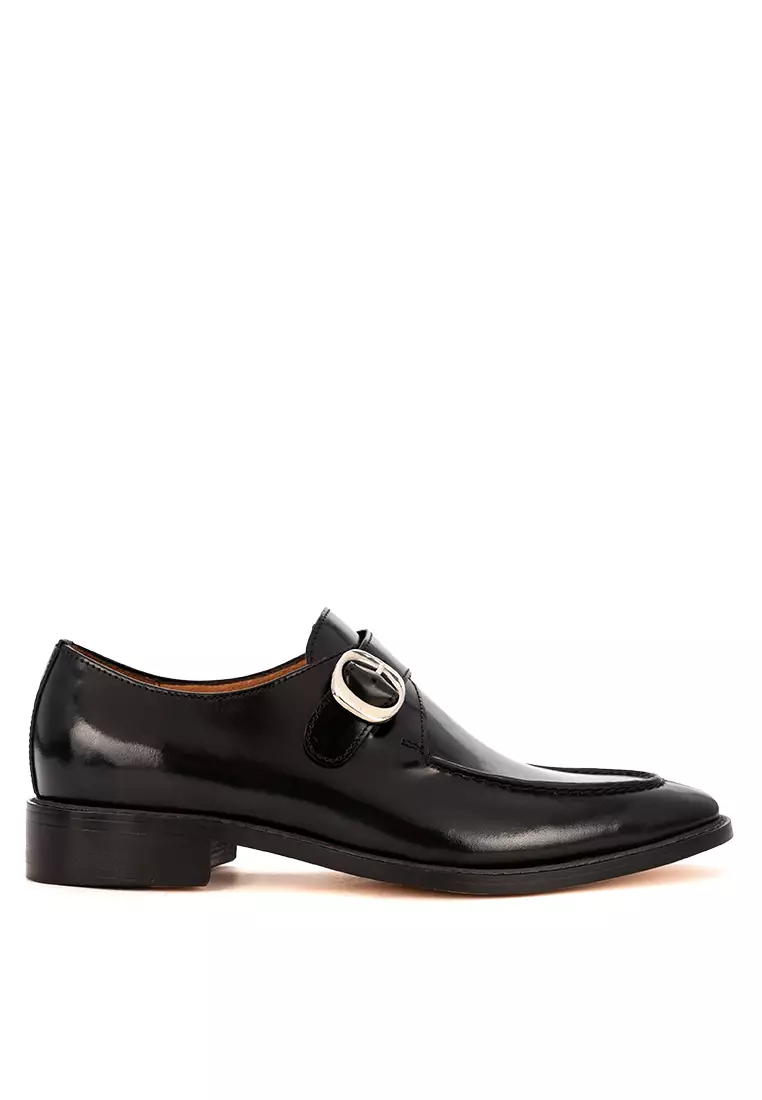 Fiyero Black Single Monk Strap Shoes