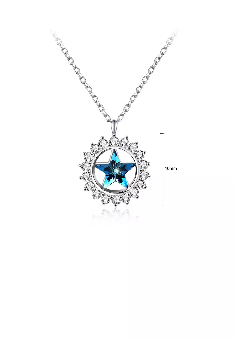 Buy Glamorousky 925 Sterling Silver Star Pendant with Blue