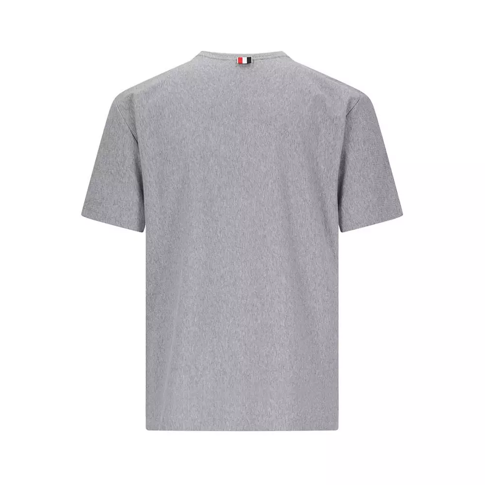 Jual Thom Browne RWB Stripe at Front Left T-Shirt Grey