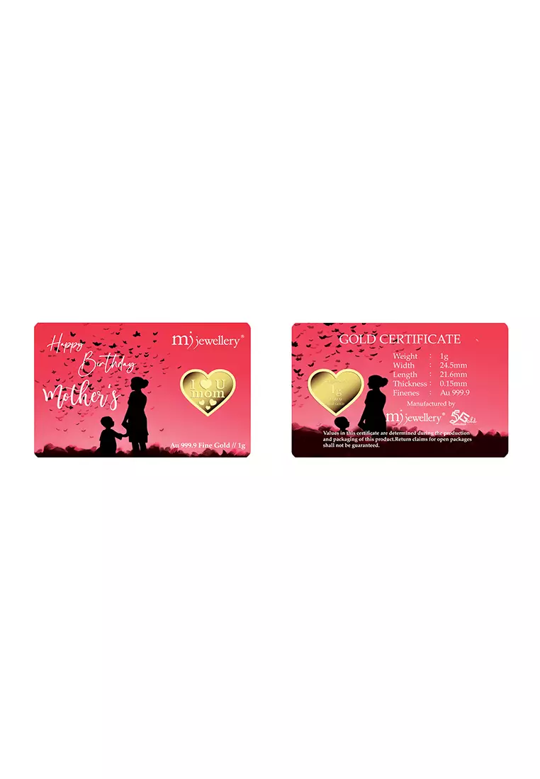 5G Gold Collection 999.9/24K Happy Birthday Mom Series Gold Bar (1g)