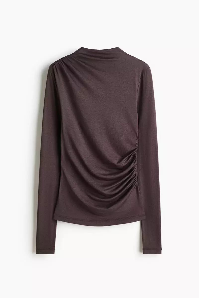 Draped silk-blend top