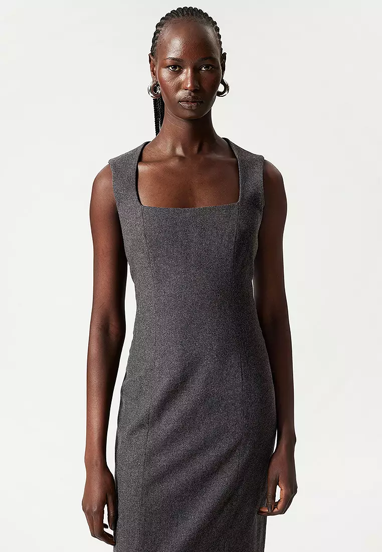 Sleeveless Wool Midi Dress