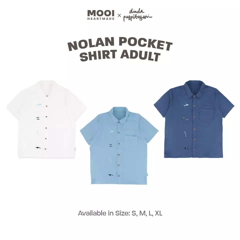Mooi X Dinda Puspitasari Kemeja Dewasa Nolan Pocket Shirt Adult - Dusty Blue
