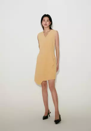 high neck a-line mini dress in black Keena Scarf Mini Dress