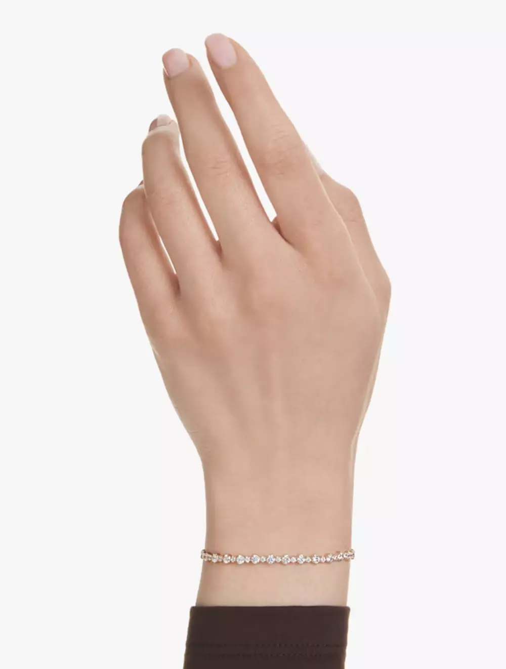 Matrix Tennis bracelet, Round cut, White, Gold-tone plated