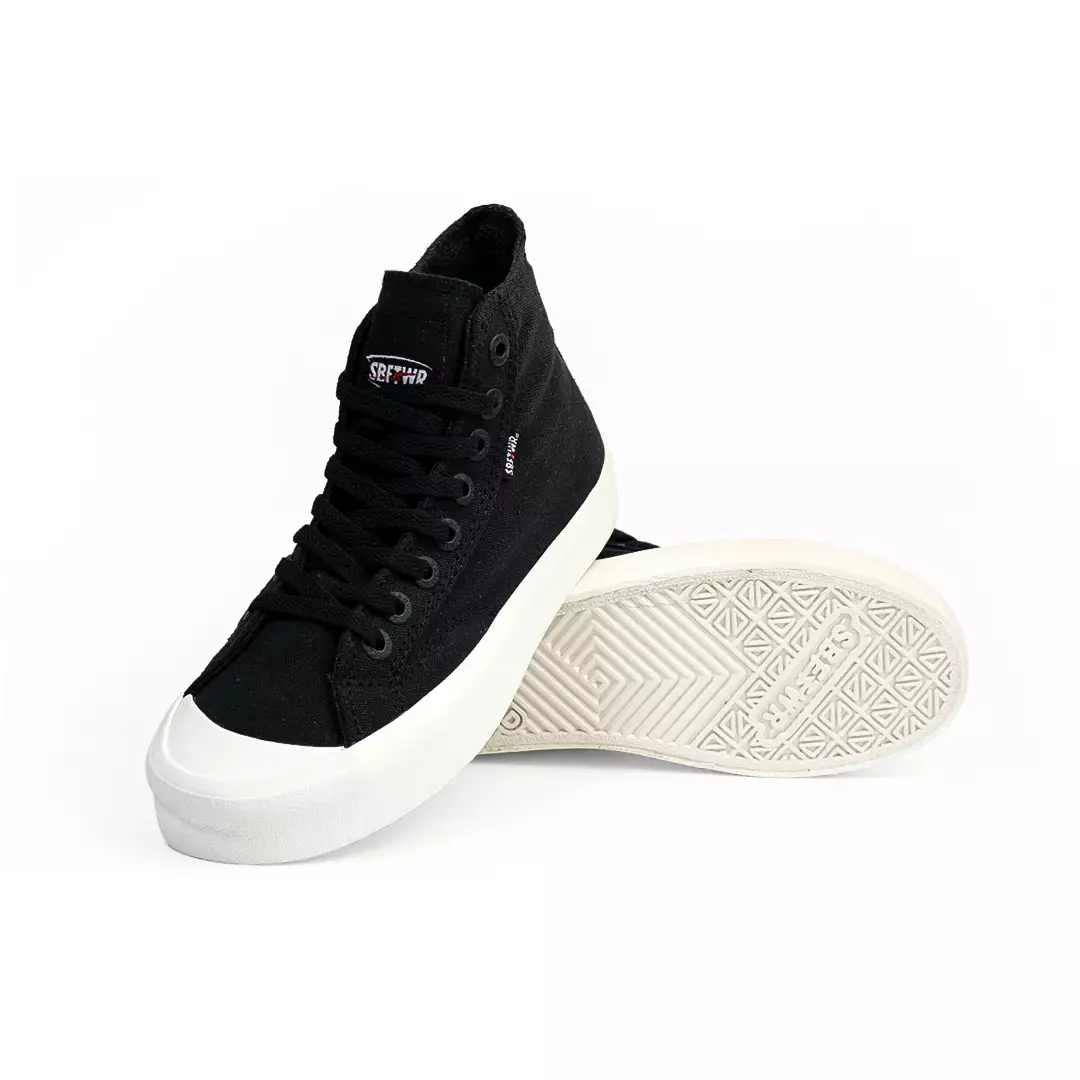 Saba Basic High All Black White - Sepatu Sneakers Casual Pria Wanita