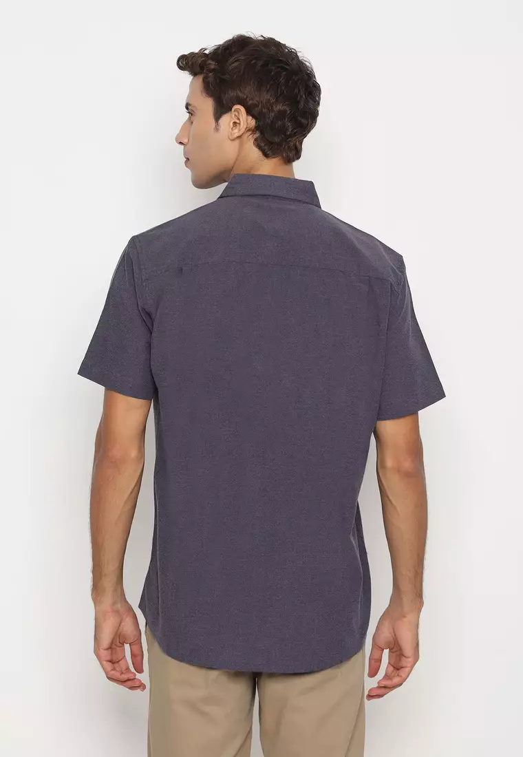 RBJ Kemeja Polos Cotton Ungu Tua Regular Fit Pria