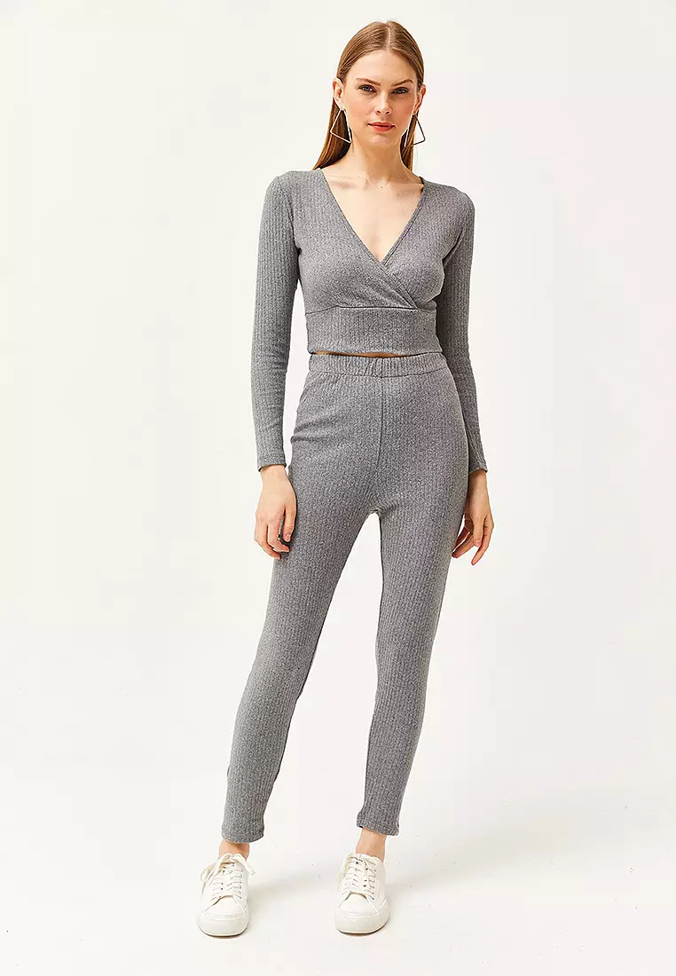 Buy Olalook Bottom Tights Top Double Breasted Blouse Hooded Suit