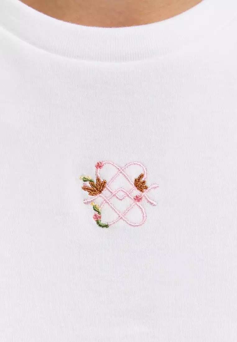 Embroidered Logo Tee - White
