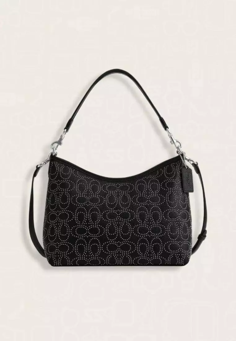 Coach Laurel Shoulder Bag With Signature Rivets Black