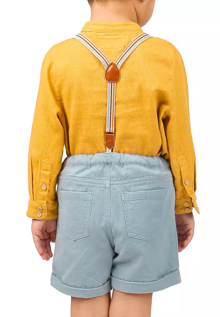 Baby Boys Fold-Up Hem Shorts With Suspenders